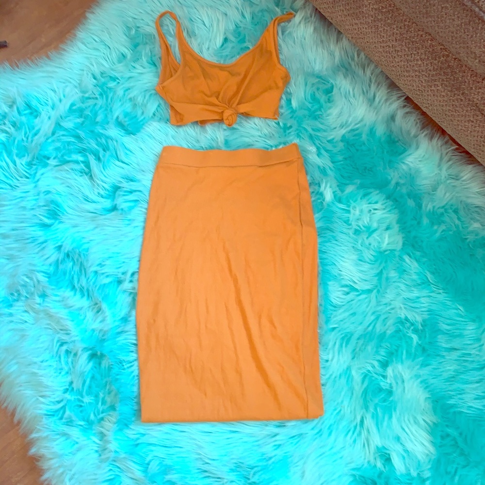 2 piece crop top and skirt